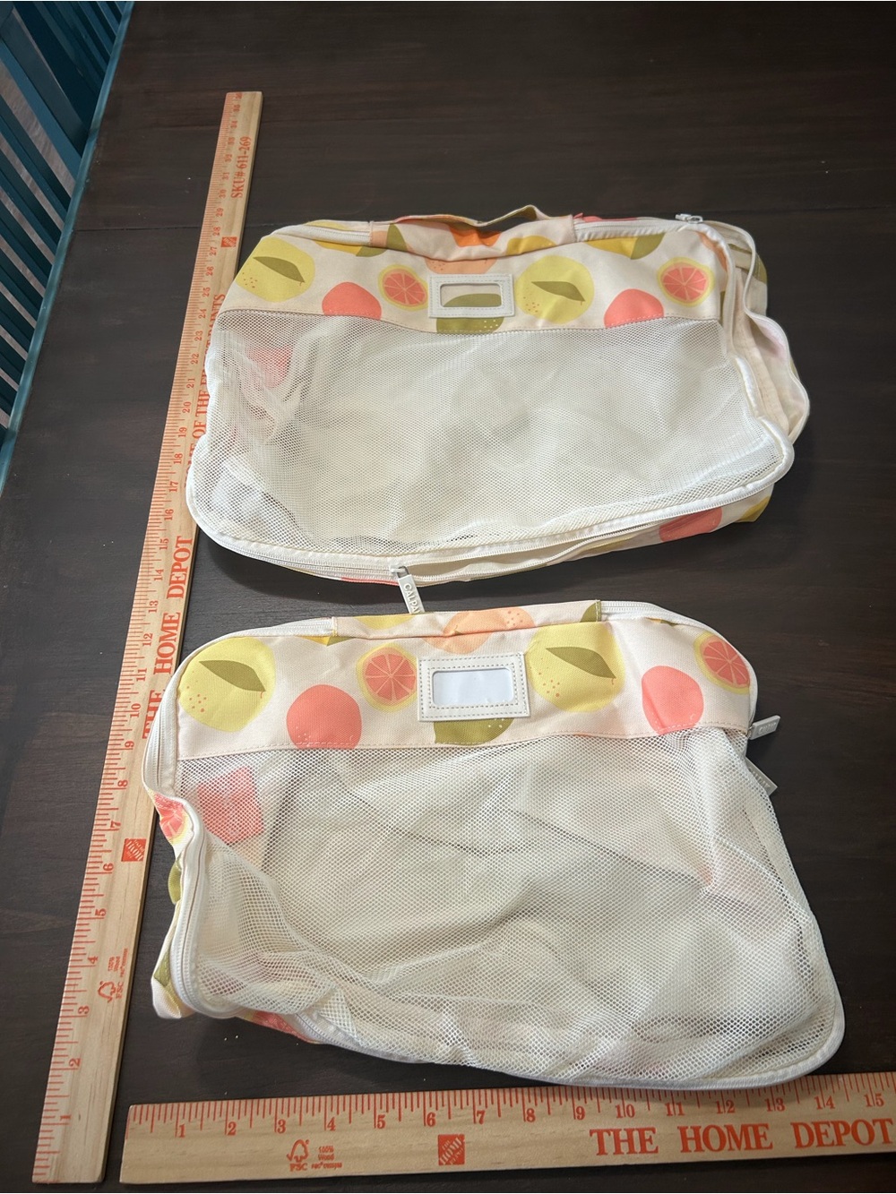 Calpak Citrus Print Mesh Cosmetic Bags - Pink, Yellow, Green